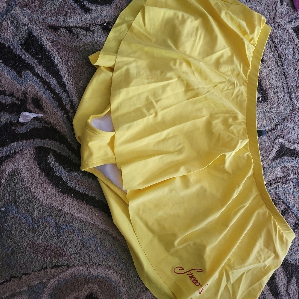 DISNEY SNOW WHITE AND THE SEVEN DWARFS YELLOW HIGH WAIST SWIM SKIRT